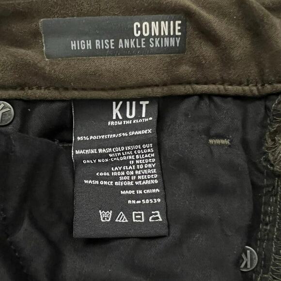 KUT From the Kloth Connie High Rise Ankle Skinny Pants Sz 6 Faux Suede Brown - Picture 7 of 8